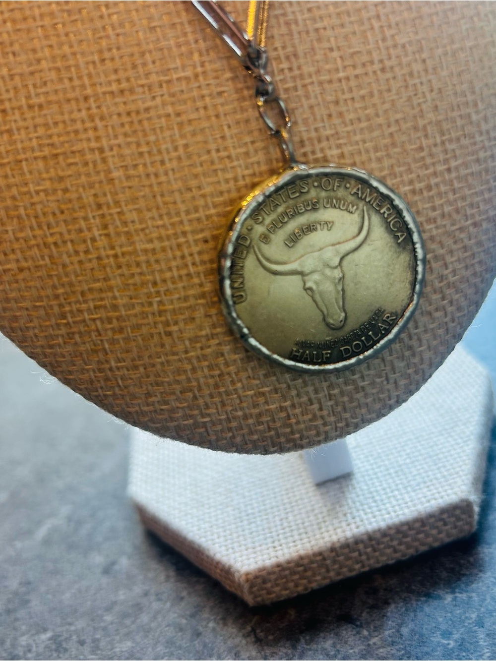 Handmade Bull Medallion coin Pendant Necklace